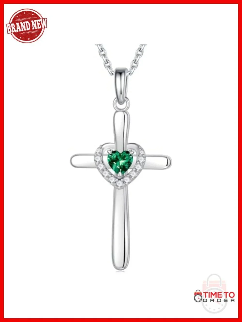 925 Sterling Silver Heart Cross Pendant Necklace Christian Religious Gift